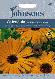 【種子】Johnsons Seeds Calendula Pot Marigold Nova カレンデュラ（きんせんか）ポットマリーゴールド・ノヴァ ジョンソンズシード