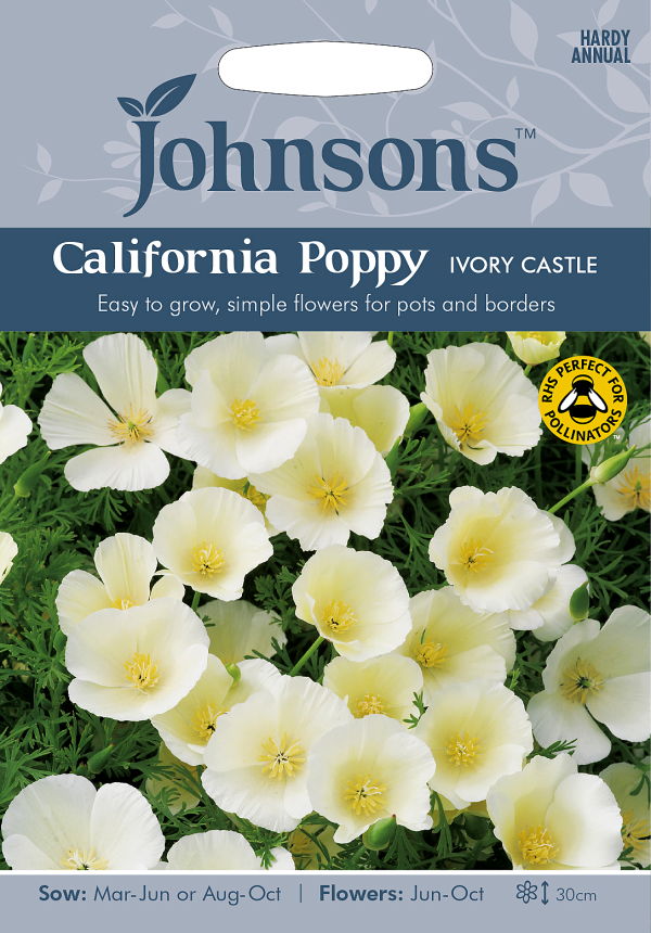 <br>Johnsons Seeds <br>Californian Poppy(Eschscholzia) <br>Ivory Castle <br>カリフォルニアポピー（エスコルシア） <br>アイボリー・キャッスル <br>ジョンソンズシード