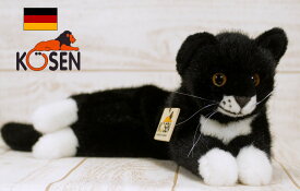 ケーセン ぬいぐるみ Koesen 子猫「フィニ」（伏せ） 41cm 【 リアル 動物 猫 ねこ ネコ 黒白 ハチワレ 置物 インテリア ギフト プレゼント クリスマス 】 kosen