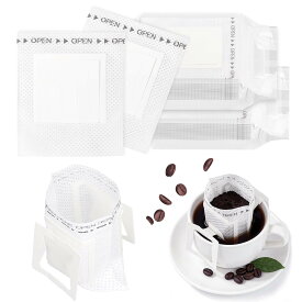 コーヒーフィルター 1杯用 100枚 吊り耳ドリップ袋 ポータブル ドリップコーヒーバッグ 吊り下げ式 職場 旅行 アウトドア 携帯用 手軽な抽出 コーヒー用品