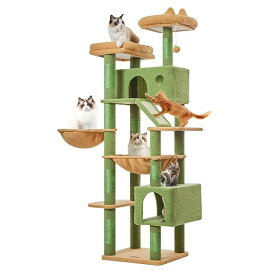 キャットタワー 高さ180cm 大型猫用 多頭飼い対応 据え置き 特大猫ハウス付き 金属フレームハ