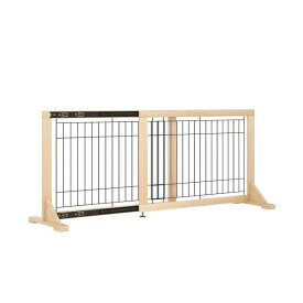 「新型レールフェンス」 ペットゲート 置くだけ 高さ50CM 伸縮 幅約64～115cm 犬 ゲート 木製 ガ