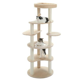 キャットタワー スリム 大型猫用 ベージュ2 高さ154cm