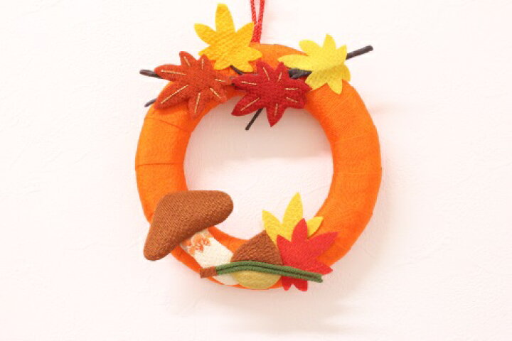 楽天市場 季節のリース 11月 紅葉 季節のちりめん掛け飾り スタンド付き 陸前高田 いわ井 楽天市場店