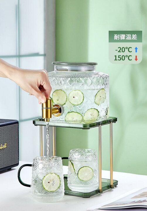 楽天市場】手軽にお茶やフレーバーウォーターを 耐熱ガラス ウォーターサーバー ドリンクサーバー 2.8L 3.8L 横置き 冷蔵庫 蛇口付き フローラ ガラス 麦茶ポット 冷水筒 ウォータージャグ ドリンク ディスペンサー 水差し 大容量 レモンティー 自宅 水出し茶 ガラス ...