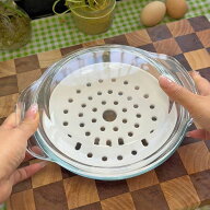 【限定200クーポン】蒸し器 両手鍋 鍋 耐熱ガラス ガラス調理鍋 透明調理鍋 直火対応 ふた付きガラス食器…