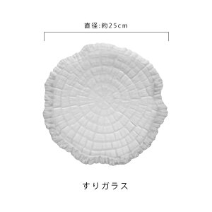 IwaiLoft 25cmトレー 丸い トレイ ガラス 透明 お盆 おしゃれ 小皿 取り皿 取皿 ガラス 水音 菓子皿 ティートレー ガラス食器 豆皿 浅鉢 菓子 副菜 ケーキ 器 プレート 波紋 和食器 お家カフェ お