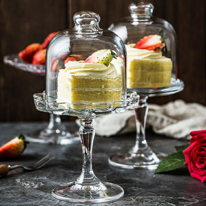 IwaiLoft ガラスカバー付きトレー 小サイズ ホールケーキ用トレー お菓子用トレー デザートプレート ケーキスタンド パーティー 誕生 –  茶器・コーヒー用品を選ぶ - IwaiLoft AZIEBAYフルーツプレート 透明アクリルカバー付き ケーキトレイ兼用 飛散防止 誕生日・結婚式・結婚披露宴・試食対応 ホーム用デ