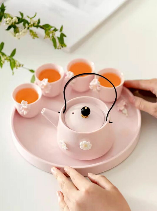 楽天市場】IwaiLoft 手作り 陶磁器 白磁 花 ティーポット 6点セット 