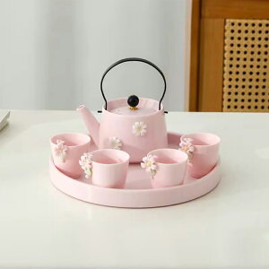 IwaiLoft 手作り 陶磁器 白磁 花 ティーポット 6点セット 蓋碗 宝瓶 茶器セット 携帯 アウトドア 旅 ティーセット 中国茶器 台湾茶 ウーロン茶 紅茶茶器【送料無料】