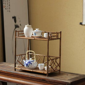 清境Craft 天然竹製 二層竹枠 整理収納 おしゃれ ナチュラル 梅鹿竹 お茶 茶道具 収納 キッチントレー インテリア キッチン雑貨 キッチン用品 職人作る【送料無料】