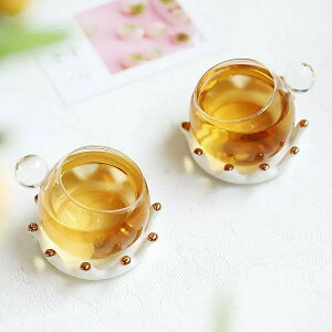 【2客セット・140ml】IwaiLoft 耐熱ガラス コーヒーカップ&ソーサー セット おしゃれ かわいい ガラスティーカップ アフタヌーンティー 紅茶 ハーブティー 珈琲カップ クラウンデザイン 北欧