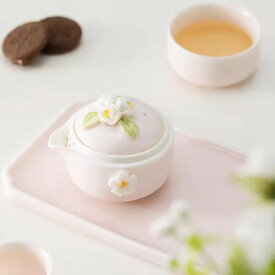 美しい花 茶器セット 白磁 小 急須 湯呑 3点 2客セット 紅茶ポット お茶ポット 枯れないお花 茶器 煎茶 茶碗 蓋碗 片口 酒器セット 宝瓶 中国茶器 旅持ち 携帯 アウトドア 旅 ティーセット 台湾茶 ウーロン茶 紅茶 茶器 IwaiLoft