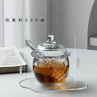 らくらく気軽に使える ガラス ハニーポット 透明 おしゃれ はちみつ容器 透明 蓋付 攪拌棒付き 蜂蜜ボト…