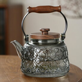 IwaiLoft「花海棠」ガラスケトル 1000ml 耐熱 ガラス ティーポットフローラガラス 湯沸かし 手作り おしゃれ ガラスポット ガラスティーポット 大容量 紅茶ポット ガラス急須 フルーツティー 麦茶 花茶 母の日 プレゼント 直火対応