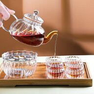 カボチャ・直火 耐熱ガラス ティーポット ガラス ガラスポット ガラス急須 モール 茶こし付き 紅茶ポット…