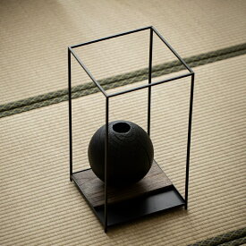Iron Art 金属＆天然木 オープンラック ミニラック 食器棚 2段 丸 鉄棚 茶 オープンラック 花台 土台 収納ラック 茶台 木台 敷台 受け台 大きい花器 スタンド 置棚 シンプル 稽古 コンパクト ミニテーブル オープンシェルフ ディスプレイ 展示棚 店舗什器 IwaiLoft