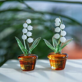 SNSで話題♪ 幸せ運ぶ 鈴蘭 ガラス スズラン ガラス細工 置物 がらすオブジェ 手作り ハンドメイド お花 植物 ミニチュア かわいい 縁起物 工芸品 風水グッズ 風水アイテム デコレーション インテリア 装飾 飾り かわいい おしゃれ ギフト プレゼント 母の日 IwaiLoft