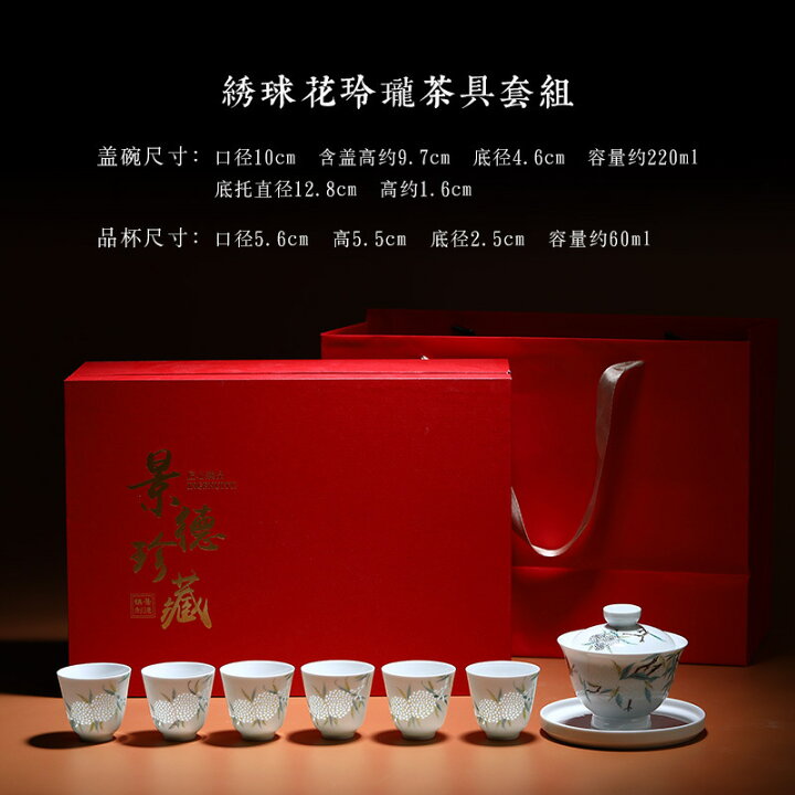 楽天市場】透かし模様で茶の色が見える玲瓏磁器 玲瓏磁 中国茶器 茶器 