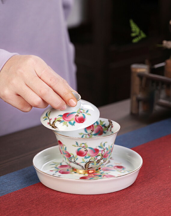 楽天市場】IwaiLoft 蓋碗 三才碗 宝瓶 煎茶器 桃の柄 急須 中国茶 