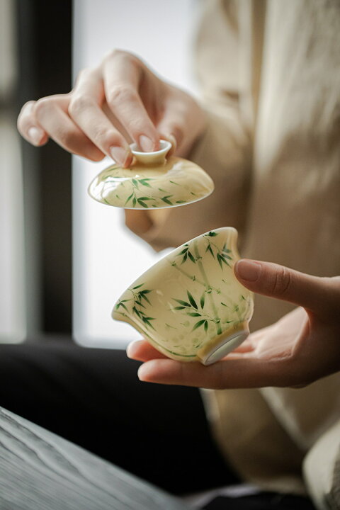 中国景徳鎮 ティ－ポット＆茶葉入れ＆湯冷まし＆カップ＆受皿 茶器 