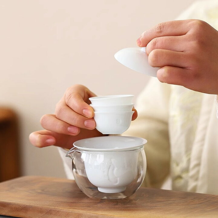 楽天市場】IwaiLoft 白い 茶器セット宝瓶 蓋碗 広口 ガラス 湯冷まし 