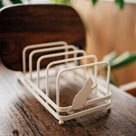 猫 ディッシュスタンド 水切りラック 据え置きタイプ まな板立て トレー付 白い ミニマリズム キッチンラック 収納ラック ディッシュラック 受け皿付き 北欧 おしゃれ キッチン多機能ラック 一人暮らし 狭い コンパクト 水切り 新生活 スタンド収納 便利グッズ IwaiLoft