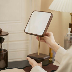 女優ミラー 送料無料 IwaiLoft 高級 化粧鏡 おしゃれ 卓上ミラー スタンドミラー ウォールナッ 木製ミラー コスメミラー テーブルミラー アンティーク調 角度調整 円形ミラー 真鍮フレーム ア