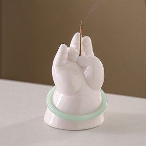アイデア 仏手 お香・線香立て ぷくっとした手 お香立て 独創的なデザイン 仏手の形 香立 お香置き 置物 陶磁器 インテリア 鎮紙 文房具 茶道具 茶遊 雑貨 工芸品 縁起物 母の日 開運 誕生日