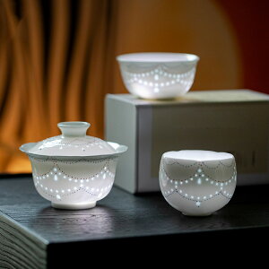 透かし 茶器セット ティーセット 急須 湯呑 蓋碗 2客セット 耐熱ガラス 片口 白磁 玲瓏磁 手作り 蛍手 透彫 磁器 コーヒーサーバー ジャグ 耐熱ガラス ティーポット 宝瓶 急須 岩茶 中国茶器