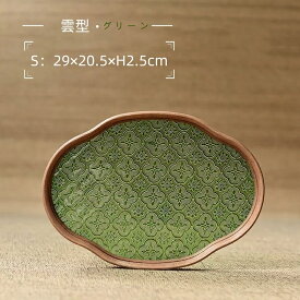 「シノワズリ・レトロ」高評価&リピーター多数 フローラガラス トレー トレイ ガラス 盛器 雲型 楕円 花柄 30cm 35cm 透明 お皿 ガラス プレート 木 カフェトレー ガラス ティートレー カフェプレート おしゃれ ガラス皿 花海棠柄 木枠オリエンタル盆トレー IwaiLoft