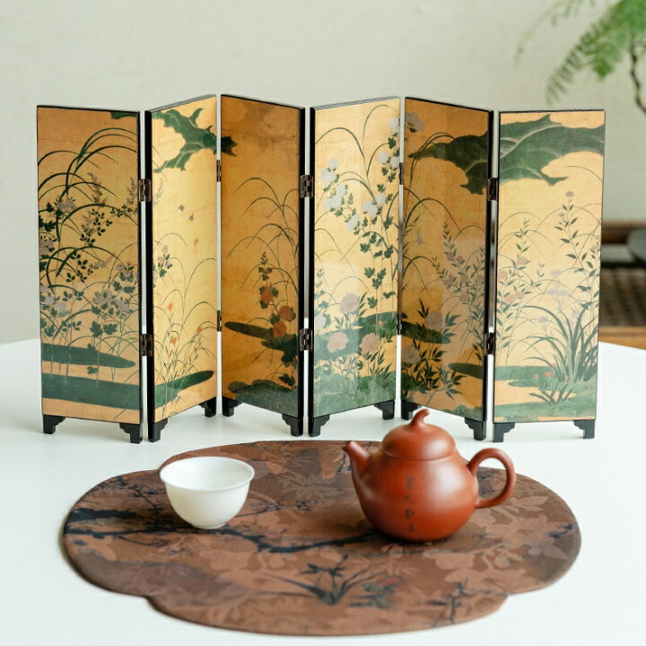 楽天市場】Tea Art ミニ屏風 名画 屏風 6連 六曲 小さい 卓上 障子 