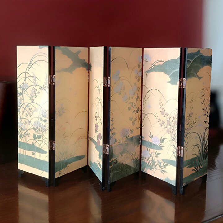 楽天市場】IwaiLoft Tea Art ミニ屏風 名画 屏風 6連 六曲 小さい 卓上 