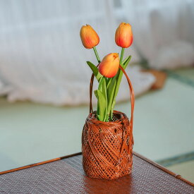 清境Craft 自然素材にこだわった 花入れ 手作り花瓶 花器 一輪挿し 竹 フラワーベース アンティーク インテリア おしゃれ 竹細工 インテリア 雑貨 おしゃれ