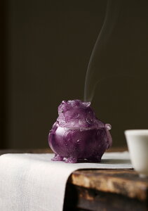 ?猊 さんげい 神獣 香炉 お香・線香立て 瑠璃 霊獣 彫り物 手作り 香皿 コーンタイプ キャンドルホルダー キャンドルスタンド ティーライトホルダー 置物 飾り 卓上 オブジェ 彫像 茶玩 茶道