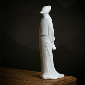 IwaiLoft 小サイズ 世界の歴史的有名人 李白 彫像 オブジェ 詩人 人物の置物 縁起物 工芸品 民芸 風水グッズ 風水アイテム 彫像 陶磁器 茶玩 茶ペット 書斎 和室