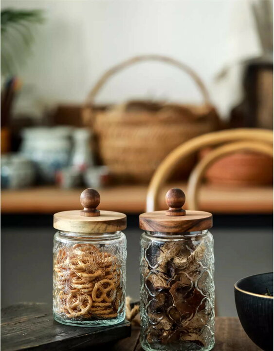 楽天市場】Glass Canister 木製蓋付 ガラス キャニスター 新品 ガラス 