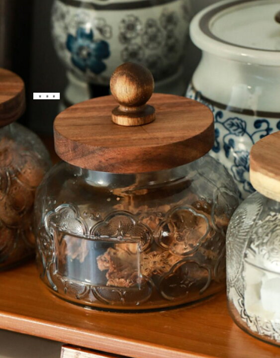 楽天市場】Glass Canister 木製蓋付 ガラス キャニスター 700ml 新品 
