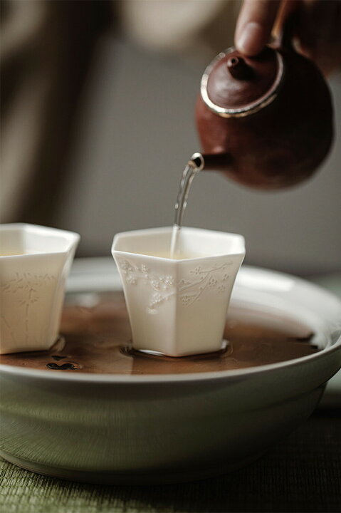 楽天市場】IwaiLoft 白玉 六方杯 2個セット 茶杯 茶器 湯のみ 湯呑み 
