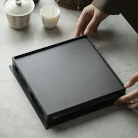 Iron Art 鉄のトレー ティートレー 収納トレー 茶台 鉄のランク ブラック 黒 飾り棚正方形 角膳 配膳トレー 茶器 スタンド 高台 卓上 収納ケース 花台 小物収納 四方 ディスプレイ トレー アクセサリートレー プレート敷台 受け台 お茶 茶道具 収納 インテリア 茶芸 IwaiLoft
