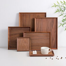 リピーター多数 木製 トレー 角型 膳プレート お盆 天然木製 羽反 長角膳 お盆 カフェトレー トレイ 小物収納 文房具収納トレイ ウッドトレーランチョンマット 塗無装 ナチュラル 高級感 ウールナット材 IwaiLoft