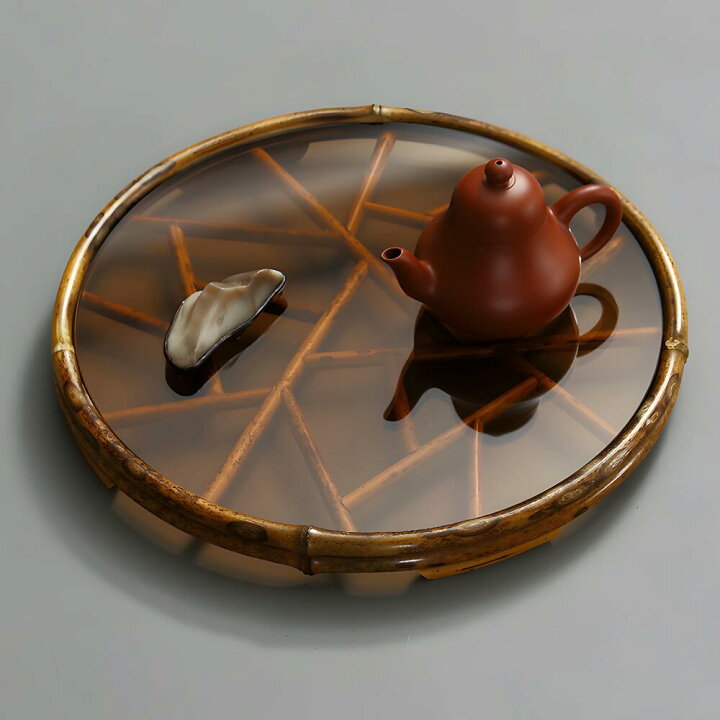 楽天市場】清境Craft Art 伝統工芸 竹細工 丸 ガラス皿 竹トレー 23cm 