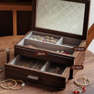 手作りのこだわりの品 ジュエリーボックス アクセサリーケース 大容量 仕切り調整 1段 2段 木製 ビーチウ…