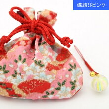 ホワイトデーちりめん巾着蝶結びピンク