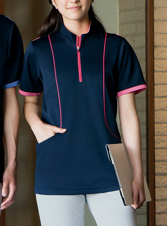 【最大5%OFFクーポン対象☆6/19まで】介護 男女兼用 ニットシャツ ポロシャツ 半袖 レディース メンズ 吸汗速乾 温調機能 工業洗濯OK 紺 SS-3L 介護ユニフォーム 介護用品 介護服 介護士 介護福祉士 職員 ケアワーカー エスカユニフォーム シャロレー 6980-15・34・41・71 介護 ニットシャツ 男女兼用