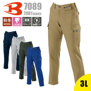 【10%OFFクーポン対象★10/24 20時〜4H限定】バートル 作業服 作業着 レディースカーゴパンツ 3L) 7089-15 レディス レディース 女性 BURTLE かっこいい 秋冬 ポケット シルバー ネイビー カーキ グ