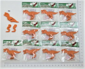 （10個入）ティラノサウルス　オレンジ消しゴム 【まとめ買い 消しゴム 日本製 プレゼント ご褒美 おまけ 景品 おもちゃ こども 文具 ばらまき】