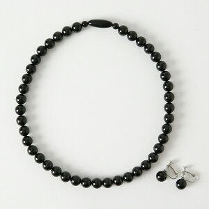 【岩佐公式】【ランキング1位】天然10mmジェット ネックレス イヤリング(ピアス) 2点セット ジェット モーニングジュエリー フォーマルアクセサリー 日本製 冠婚葬祭 葬儀 葬式 法事 告別式