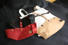TKG leather canvas Ruck -いわて短角牛革3色帆布リュック-