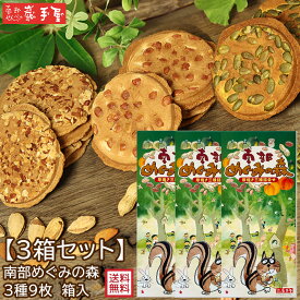 3箱セット　送料無料　【厚焼き せんべい 詰合せ】 南部めぐみの森　3種9枚 箱入 まめごろう かぼちゃ アーモンド / お中元 御中元 お取り寄せ グルメ 夏ギフト 残暑見舞い / 南部せんべい乃巖手屋 小松製菓 / お菓子 せんべい 煎餅